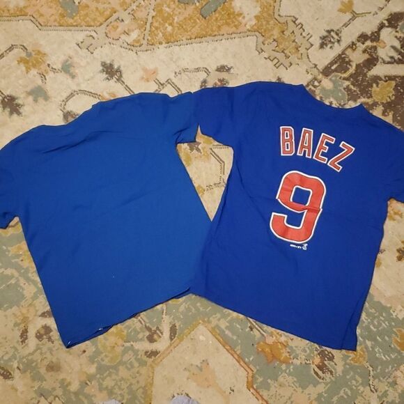 Kids Chicago Cubs & Chicago Cubs Majestic Baez 9 MLB T-Shirts size Small - Picture 2 of 8